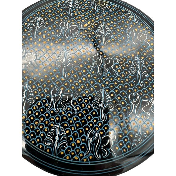 Handcrafted Black Lacquerware Six Drink Coasters & Storage Box Set 4" - Picture 3 of 8